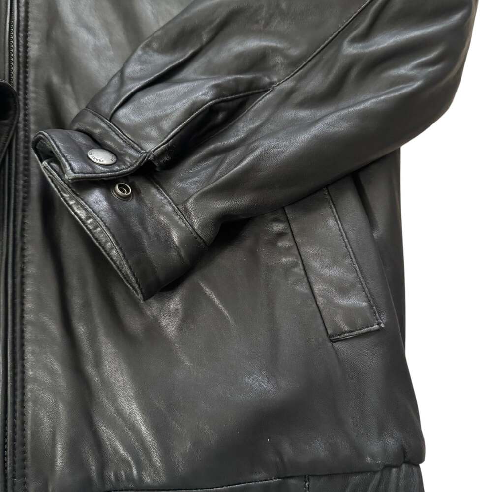 Perry Ellis Portfolio Black Lambskin Leather Bomber Jacket Men's L - Picture 6 of 14